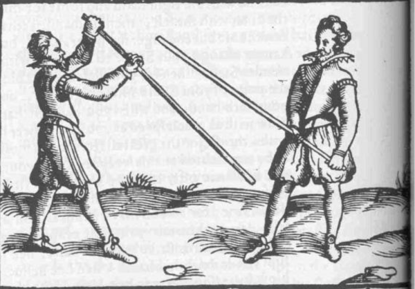High and Low Guards for staff-fighting