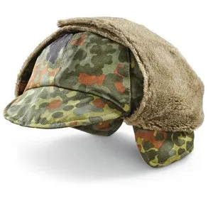 German Army Cold Weather Hat with two types of ear flaps